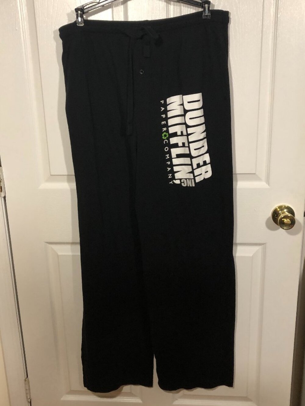 The Office Dunder Mifflin men black long john pajama pants, XXL